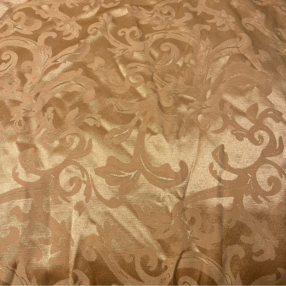 Gold Yellow Rectangular Damask Paisley Tablecloth Holiday Christmas Party Sateen